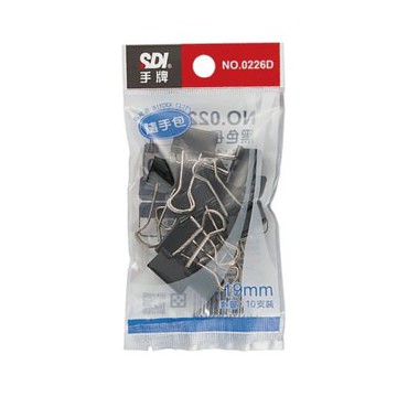 【SDI 手牌】19mm 黑色 長尾夾 OPP袋 隨手包 10支入 / 袋 0226D