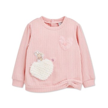 心願比得粉嫩愛心絨毛口袋針織上衣