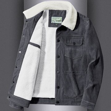 燈芯絨外套男冬季新款青年工裝大碼寬松上衣服男保暖加絨加厚夾克