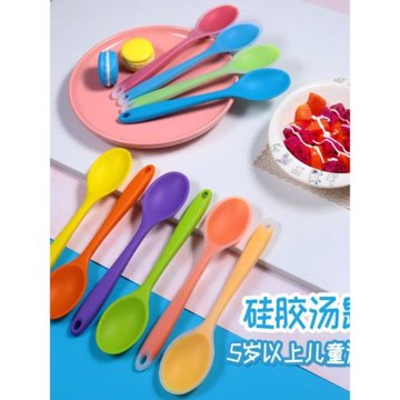 硅膠勺子耐高溫圓湯匙不粘鍋湯勺家用簡約吃飯勺廚房多用途攪拌勺