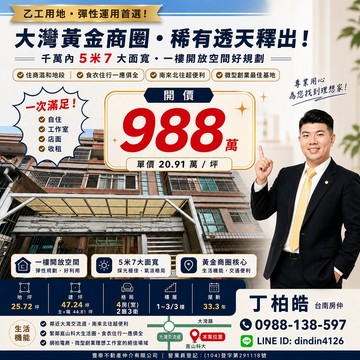 永康大灣商圈5米7大面寬乙工透天｜買房找丁丁｜台南市永康區大灣路