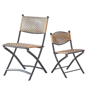 藤椅藤編折疊椅陽臺家用靠背椅子單人戶外休閑透氣餐椅便攜式[DD010109]