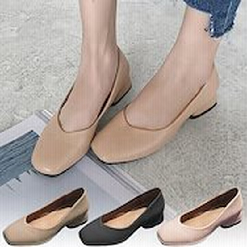 パンプス スクエアトゥ ローヒールパンプス チャンキーヒール オフィス 靴 レディース シューズ Bo 565 通販 Lineポイント最大1 0 Get Lineショッピング