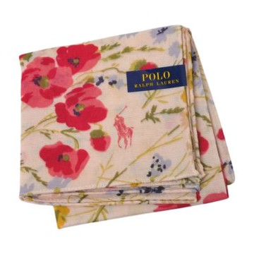 RALPH LAUREN POLO 繽紛花卉圖騰馬球LOGO圖騰帕領巾(粉紅系/46CM)