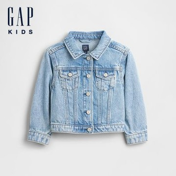 【GAP】嬰兒及幼兒愛心牛仔外套-中度水洗(881742)