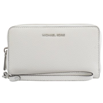 MICHAEL KORS JET SET 荔紋皮革手提式中夾.白