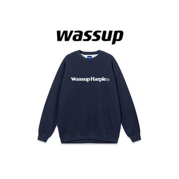 WASSUP潮牌男女圓領衛衣秋冬設計感復古純棉ins情侶款上衣外套衫