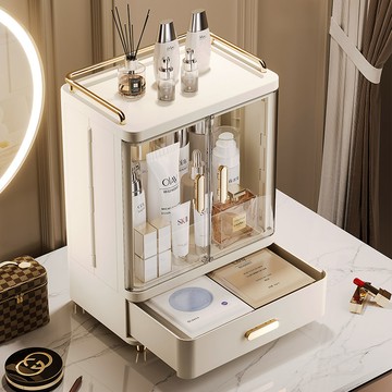 化妝收納盒高級口紅化妝品桌面有蓋抽屜式防塵梳妝臺大容量置物架 z8092