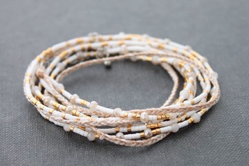 珠飾裹手鍊Miyuki種子珠白色腮紅粉色柔和項鍊