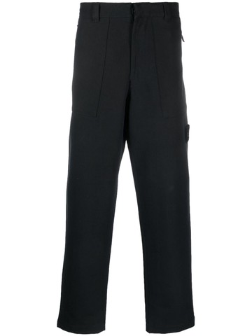 Stone Island - Compass-patch straight-cut pants - men - Wool/Cotton/Cotton - 30 - Blue