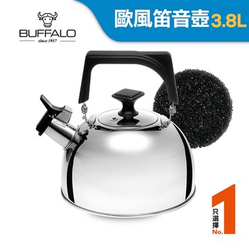 Buffalo牛頭牌 歐風304不鏽鋼笛音壺3.8L(SGS認證安全無毒/煮水壺/燒水壺/開水壺/IH電磁爐適用)