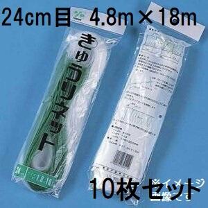 (徳用10枚セット) 東京戸張 キュウリネット 網目24cm×巾4.8ｍ×長さ18ｍ WB4818 白緑 きゅうりネット キューリネット キュウリ等のつる性植物の誘引に