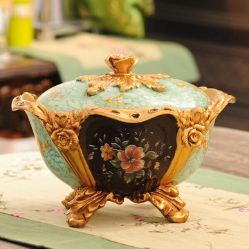 精緻품질-歐式高貴樹脂首飾糖果盒 宮廷復古奢華家居裝飾擺件十天預購+現貨