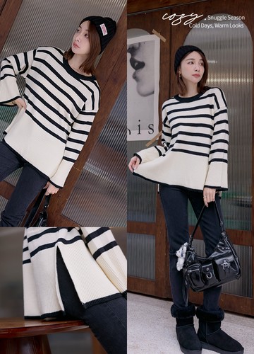 黑白開岔針織上衣