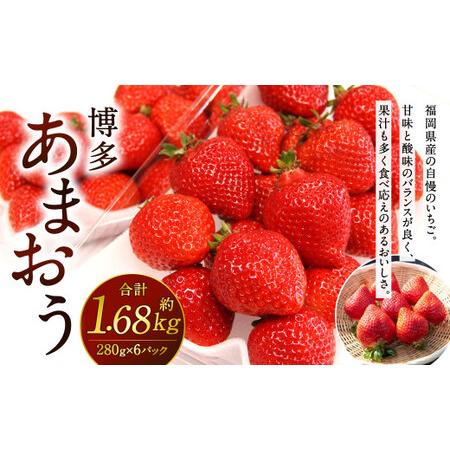 ふるさと納税 福岡県産 博多あまおう 約1.68kg (約280g×6パック入り) いちご 苺 果物 フルーツ 福岡県北九州市