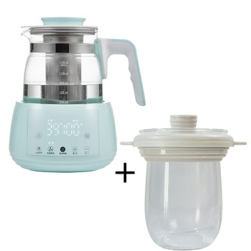 ikiiki伊崎家電 1.3L智能調溫烹煮壺(湖水綠)、0.9L燉盅