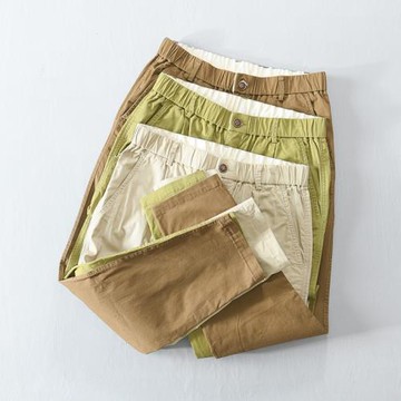 春夏男士純棉休閑褲純色工裝褲潮牌青年直筒褲薄款透氣便單長褲子