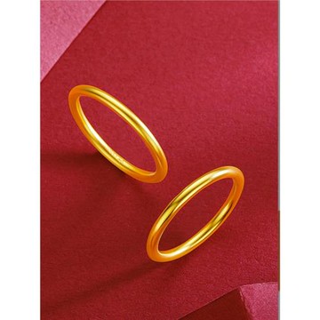 新款鍍18K黃金實心戒指女款傳承古法簡約素圈指環情侶對戒周家同