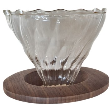 卡特屋 木托高硼矽玻璃咖啡濾杯 乾淨通透 耐高低溫 不易爆裂  木托玻璃咖啡濾杯  1個  1~2人