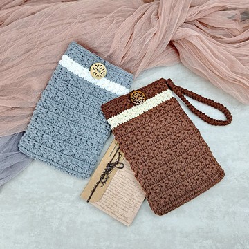 編織手機袋/ 手鈎肩背包/ 鈎織鈄背包/ 電話包/ 手機包 (CB-001)