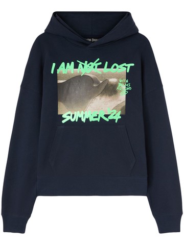 Palm Angels - graphic-print cotton hoodie - men - Cotton - XL - Blue