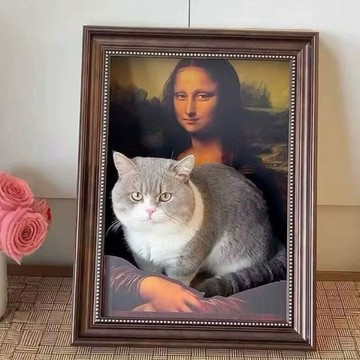 貓奴送禮🐾 【寵家 Pet Home】蒙娜麗莎微笑 名畫貓窩 4D立體木質感相框