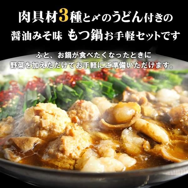 もつ鍋 醤油みそ味 もつ鍋セット 2-3人前 肉具材3種計600gとうどん付