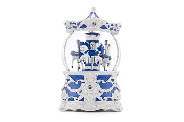 雨後藍 洛可可旋轉木馬水晶球音樂盒 燈光生日情人聖誕結婚新居禮