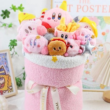 預購【LAMIE】 分色泰迪絨-大束星之卡比生日蠟燭款 星之卡比花束 花朵花束 花束花禮 可愛花束 娃娃花束 卡通花束花禮 花束