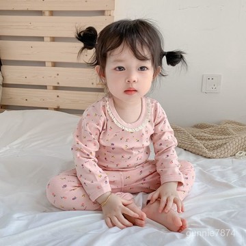 軟糯親膚🍑秋季睡衣兒童女孩秋衣秋褲套裝秋冬新款寶寶內衣女童睡衣保暖 中大童打底內衣套裝 女童睡衣長袖 兒童家居服秋天