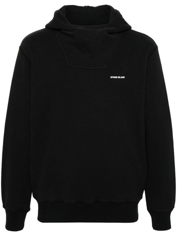 Stone Island - raised logo cotton sweatshirt - men - Cotton - XXL - Black