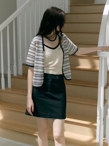 Linen Out Pocket Mini Skirt_Moat Black