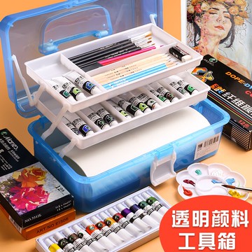 美術工具箱 快力文3層大號水粉水彩工具箱繪畫涂鴉畫畫多功能畫箱美術用顏料『XY16396』