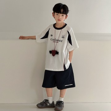 【中大男童】拼色字母印花休閒運動兩件式套裝
