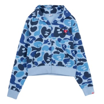 APEE X BABY MONSTER HEART BADGE ZIP HOODIE SAX