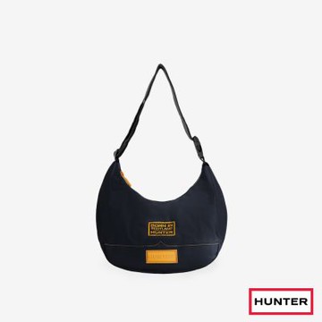 HUNTER - 尼龍中型Hobo包-黑黃標