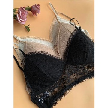 小芬超薄文胸無鋼圈蕾絲U型露背薄款胸罩性感歐美三角杯內衣夏季