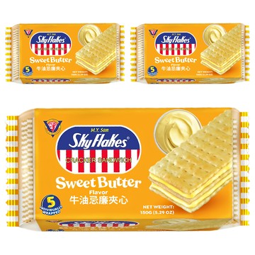 SkyFlakes 空中霸王鮮奶油風味夾心餅乾  150g  3袋