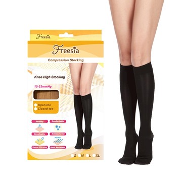 【Freesia】彈性壓力襪-包趾小腿襪(200D/15-22mmHg漸進式壓力)保健襪/彈性襪/美腿襪/靜脈曲張襪