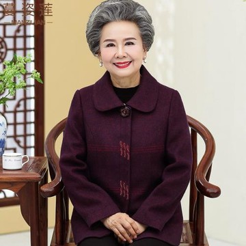 呢子春秋裝60歲老人衣服太太外套
