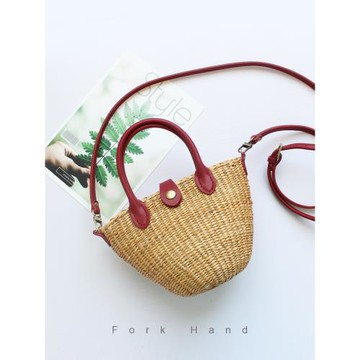 秋冬草編包套裝若山色系斜背包手拎斜跨diy真皮拼布包貝殼包配件