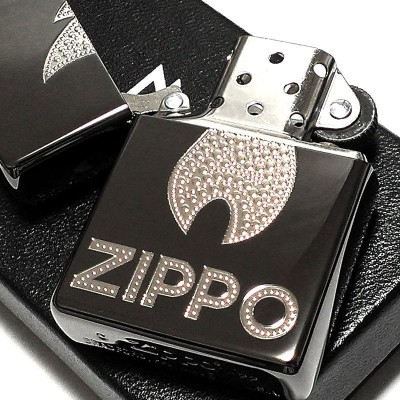 ファッションなデザイン ZIPPO ロゴ ブラック エンボス加工 エッチング