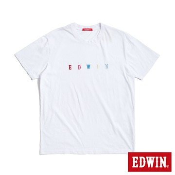 EDWIN 男款 繽紛繡花LOGO短袖T恤 (白色)