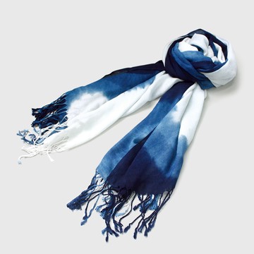 【太平藍】天然藍染棉質圍巾｜手工染色・四季百搭・質感禮物