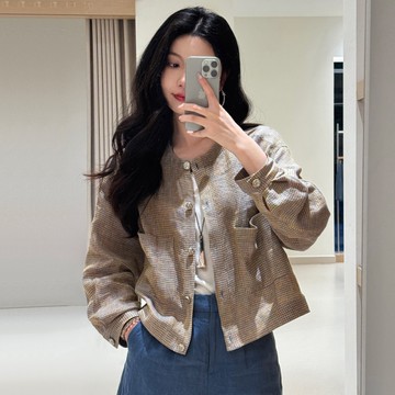 ＊ORead＊韓版色織亞麻圓領短外套(圖片色S~XL)