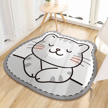 卡通貓咪異形不規則地毯臥室房間床邊毯子陽臺飄窗耐磨防滑踩腳墊