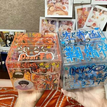 🌟台灣出貨🌟透明塗鴉存錢罐ins高顏值存錢罐塗鴉明星款創意儲蓄罐只進不出