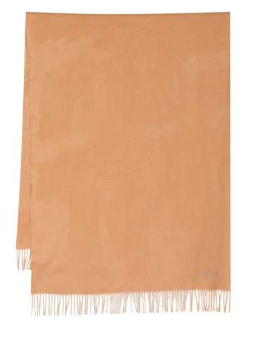 Mulberry - embroidered-logo fringed scarf - women - Merino - One Size - Brown