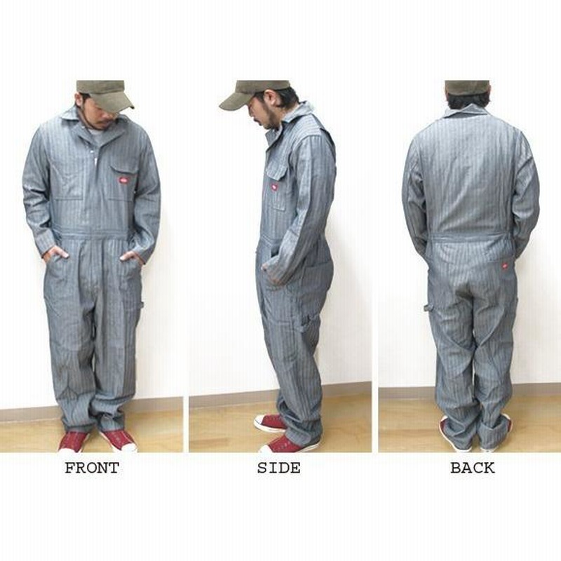 並行輸入品】ディッキーズ つなぎ 長袖 フィッシャーストライプ