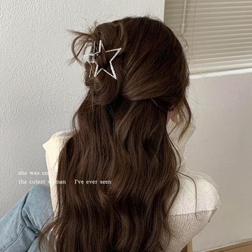 2025新款銀色五角星金屬抓夾發夾女生后腦勺鯊魚夾小發卡夾子頭飾